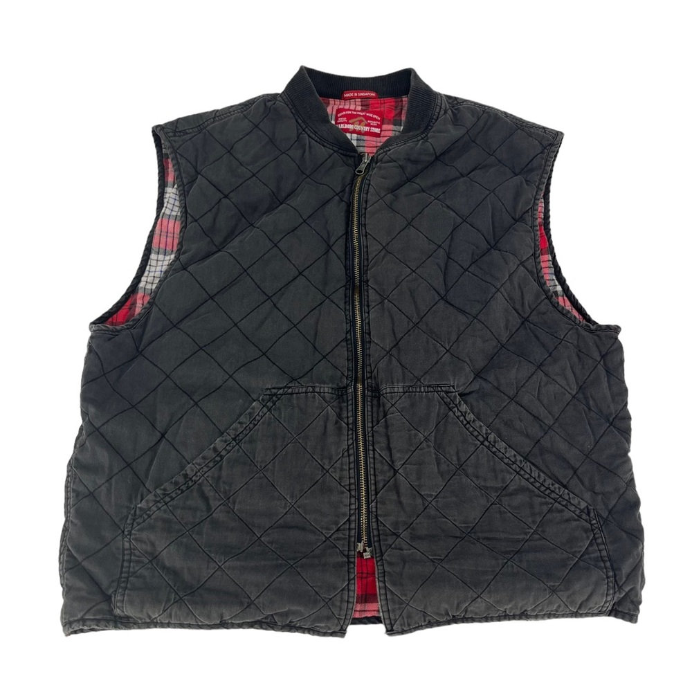 Marlboro Country Store Coat Mens Medium Black Reversible Plaid Red Vintage Vest